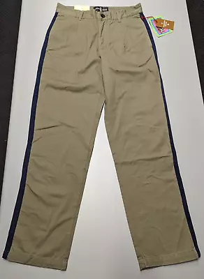 HOUSTON WHITE Adult Chino Wide Leg Side Stripe Pleated Pants - Covert Green • $13.96