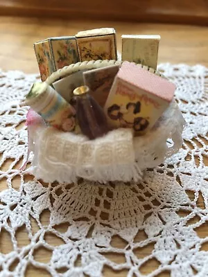 Dollhouse Miniature Bath Product Basket Artist Made! • $14