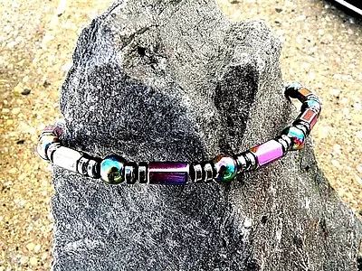 Mens Women RAINBOW BLACK 100% Magnetic Therapy Hematite Anklet Necklace Bracelet • $34.99