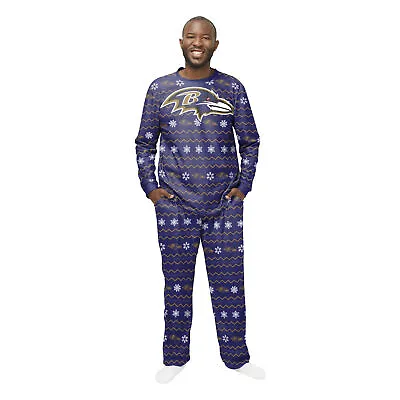 FOCO NFL Men's Baltimore Ravens Primary Team Logo 2 Piece Ugly Pajama Set • $59.95