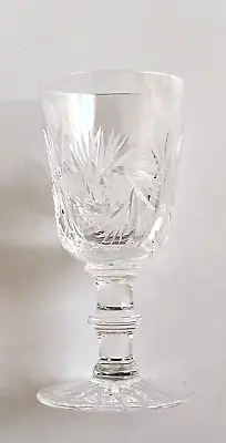 Vintage Bohemian Clear Cut Crystal Pinwheel Port Wine Glass 4.5  Tall • $17.99