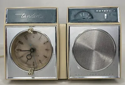 Rare Vintage Motorola Tandem CX-2B Transistor Clock Radio Blue Retro Mid Century • $59.15