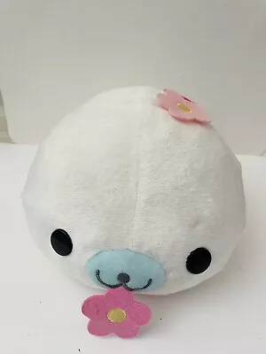 San-X Siro Goma Pink Flowers Mamegoma Plush Seal 16” Pre- Owned W/T • $14.95