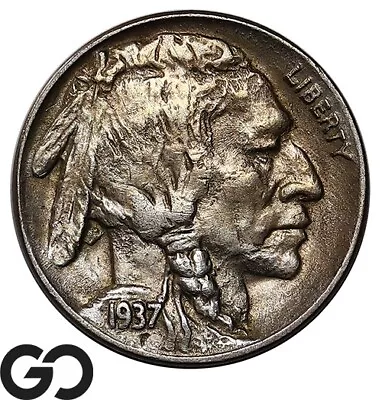 1937-D Buffalo Nickel 3-Legged Avidly Pursued Choice AU++/Unc Key Date ERROR! • $46