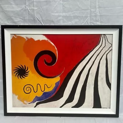 Alexander Calder (after) Pinwheel & Flow 1958 Oil Canvas 18x24 Wood Frame 30x24 • $169.96