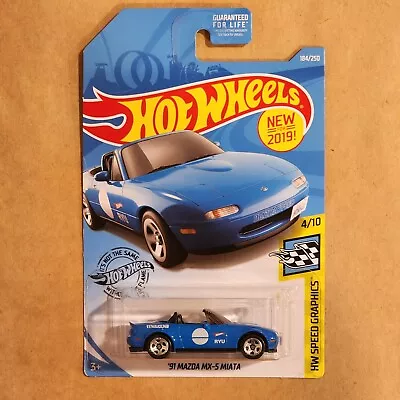 2019 Hot Wheels ‘91 Mazda MX-5 Miata Blue HW Speed Graphics • $7.39