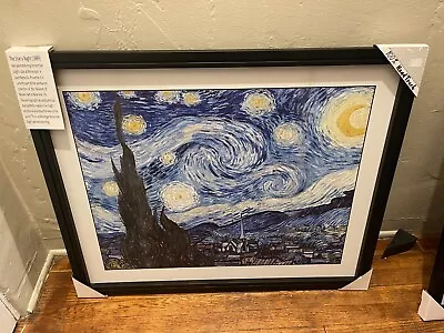 Vincent Van Gogh Starry Night TEXTURED Painting Framed Print 25x31 Wall Art BIG • $299.99