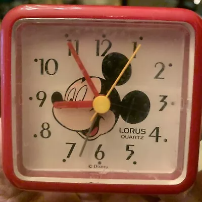 DISNEY MICKEY MOUSE CLOCK Lorus Quartz Small Size Works!  Used Minor Scratches • $7