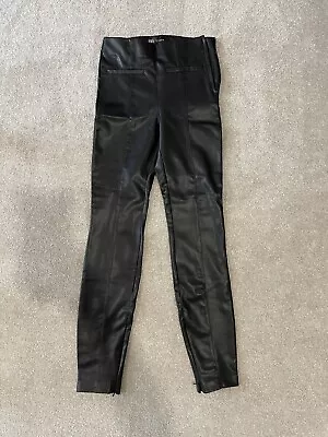 ZARA Black PU Leather Pants XS • £15