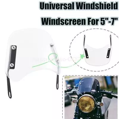 Motorcycle Universal 5''-7'' Round Headlight Fairing Windshield Windscreen Clear • $20.39