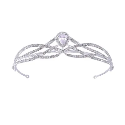 4cm Tall Elegant CZ Crystal Wedding Bridal Queen Princess Prom Tiara Crown • £11.39