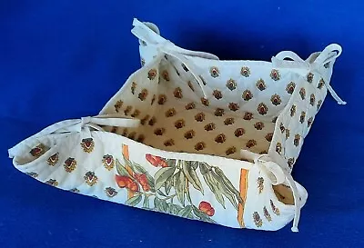 French Fabric Bread Roll  Basket  From Provence Unties Flat For Easy Storage • $12.50