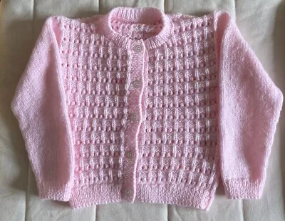 Hand Knitted Girls Cardigan 2-3 Years Pink Sparkle • £8