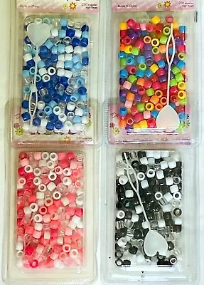 200 Acrylic Round Hair Pony Beads Choice Of Colours Hair Braiding/ Bracelets New • £2.59