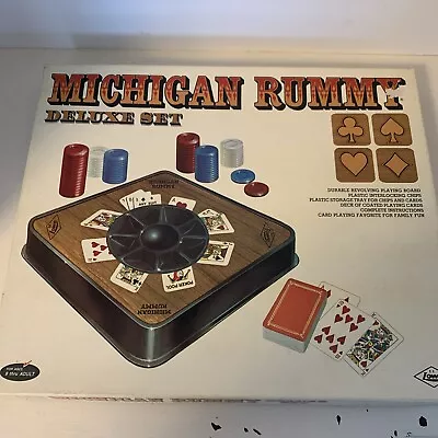 Vintage Michigan Rummy Deluxe Set Plastic Card Board Game Lowe No.67 1970 • $28.28