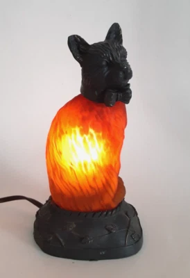 $20 • Buy Vintage - Cat Amber Accent Lamp  - Ambient Night Light - Works - Animal Decor
