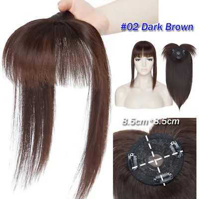 Seamless Topper With Bangs 100% Remy Human Hair Toupee Wig Women Silk Base Piece • $35.55