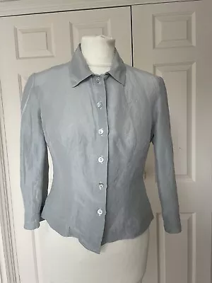 Tara Jarmon Duck Egg Blue Linen And Silk Shirt 36 • £18.99