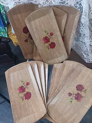 Vintage Hasko Vintage Haskelite Floral Serving Small TV Lap Tray LOT Of 12 Roses • $24.99