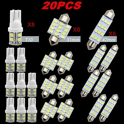 20pcs LED Interior Lights Bulbs Kit Car Trunk Dome License Plate Lamps 6000K • $8.69