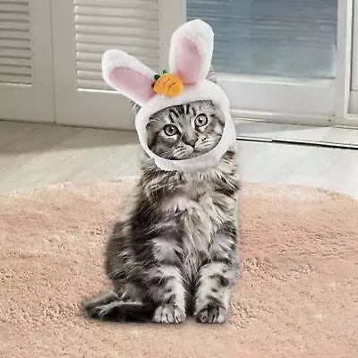 Pet Hat Kitten Headwear Bunny Hat Adjustable Dress Up Headdress Warm Rabbit Ears • £6.26