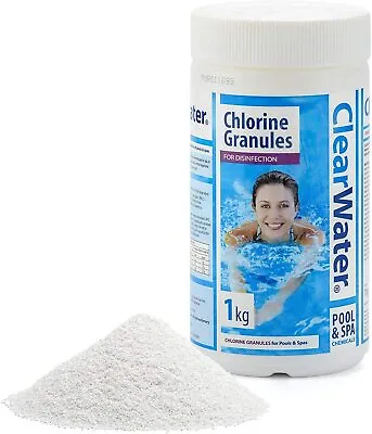 1kg Clearwater Chemical Chlorine Granules Swimming Pool Hot Tub Lay Z-spa Ch0010 • £11.99
