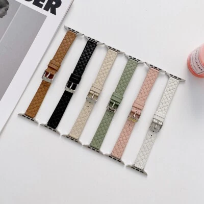 $17.99 • Buy Genuine Leather Apple Watch Band Strap IWatch Series 7 SE 6 5 4 3 2 1 38mm-45mm