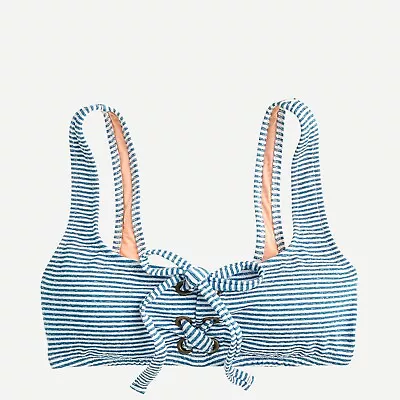 Lace-up Bikini Top In Faded Stripe XXL (original Price $72.00) • $38