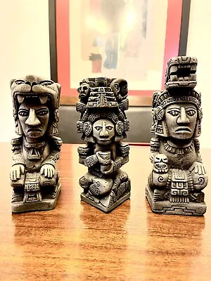Vintage Mayan God Statues (3) Chichen Itza Mexico Jaguar Balam Serpent Kukulkan • $69.99