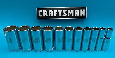 NEW CRAFTSMAN 11pc LOT 3/8 Drive DEEP 12 Point SAE Socket Set (3/8-1 ) • $44.99