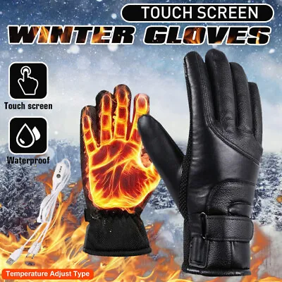 Electric Heated Gloves Men Women Hand Warmer Ski Motorcycle Temperature Adjust • $20.23