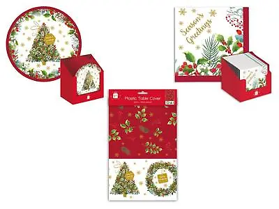 £2.72 • Buy Traditional Holly Ivy Childrens Christmas Party Set Disposable Tablewear Napkins