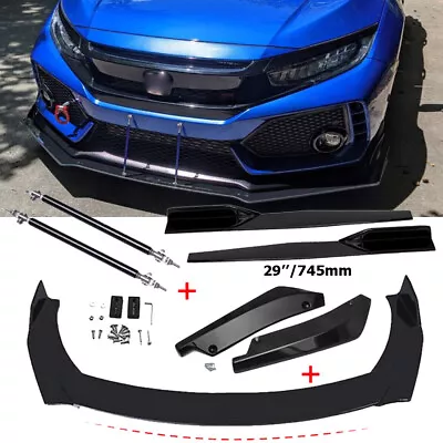 For Honda Civic Si Gloss Black Front Bumper Lip Splitter Body Kit +2x Strut Rods • $66.49