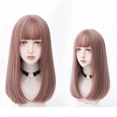60CM Lolita Straight Light Blonde Party Bangs Hair Heat Synthetic Cosplay Wig • £57.72
