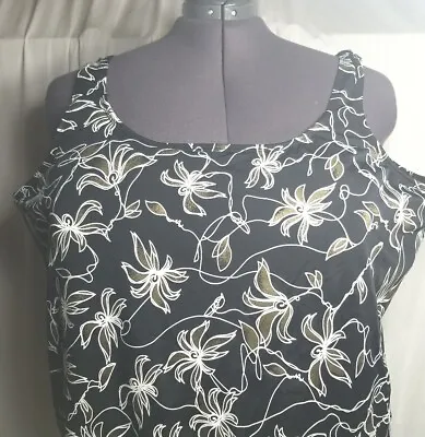 T.H.E. Swim Top Size 32W Padded Shelf Bra Syraps Modified Black Floral. T2-19 • $16