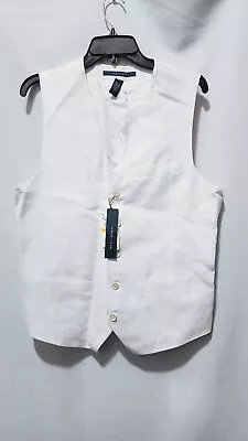 Perry Ellis Mens Size S White Linen/Cotton Suit Vest • $22