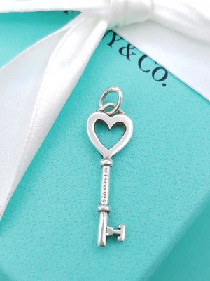 £133 • Buy Tiffany & Co Small Sterling Silver Heart Key Pendant / Charm 1.1  Genuine Rare