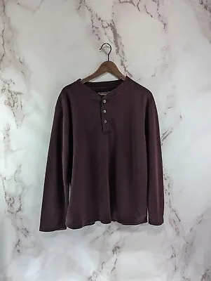 Lodge Outfitters Shirt Mens Large Red Burgundy Thermal Long Sleeve Henley Camp  • $20