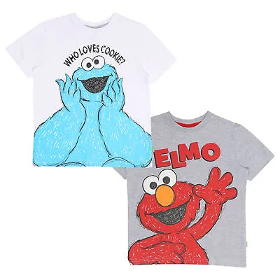 £15.99 • Buy Official Sesame Street Cookie Monster And Elmo Kids  T-Shirt Twin Pack