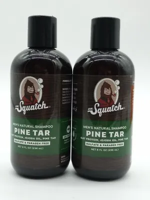 2 Pack Lot Dr. Squatch Men's Natural Shampoo Pine Tar Sulfate Paraben Free 8 Oz  • $27