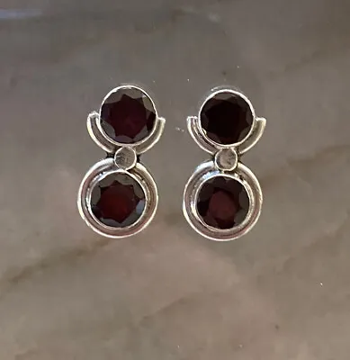 £12.60 • Buy Garnet Earrings Sterling Silver Vintage. Matching Necklace Available.