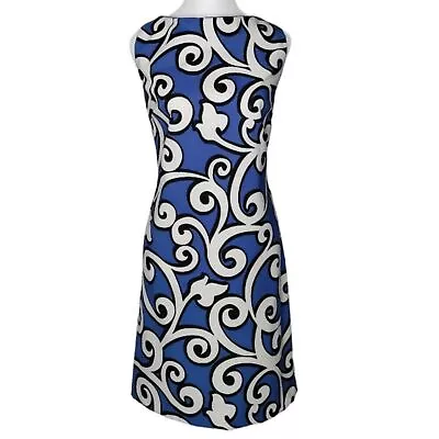 Maggy L Plus Size 14 Blue Multi Color Swirl Print Sleeveless Sheath Midi Dress • $39.99