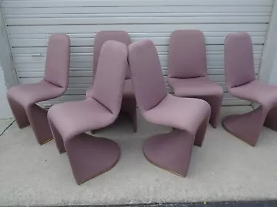 Set 6 Iconic Dining Chairs Verner Panton STY S Shape Art Deco Space Age Regency • $1195