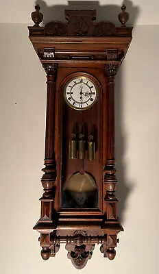 Huge Antique 3 Weight Vienna Regulator Clock Sonnerie Quarter Strike Ornate Case • $1395