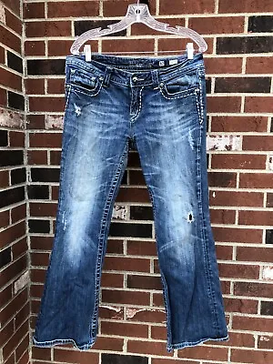 Miss Me Womans Size 32 Denim Distressed Boot Cut Jeans JP5159BR • $43