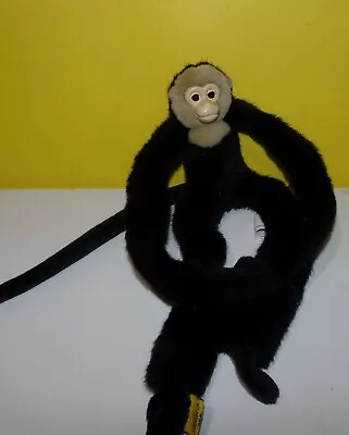 12  Black Wild Republic Hanging Monkey Plush W/ Vinyl Face -  Hook & Loop Hands • $11.03