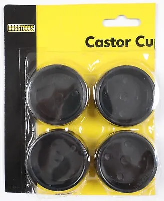 £1.96 • Buy *4-PACK* Small 50mm Castor Cups Black Plastic Carpet Laminate Hardwood Caster