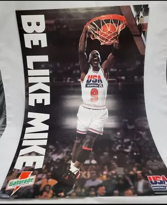 Vintage 1992 Michael Jordan BE LIKE MIKE Gatorade Basketball POSTER USA 25×17 • $19.99