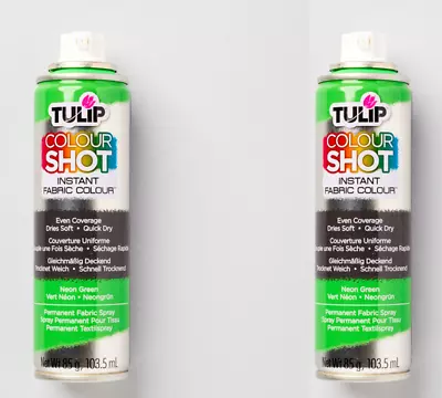 2x Tulip Colour Shot Fabric Spray Paint 3oz 103.5ml Neon Green 34297 Ink Dye • £7.95