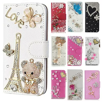 For Apple IPhone 12 13 Pro Max Case Bling Rhinestones Leather Wallet Cover  • £11.99